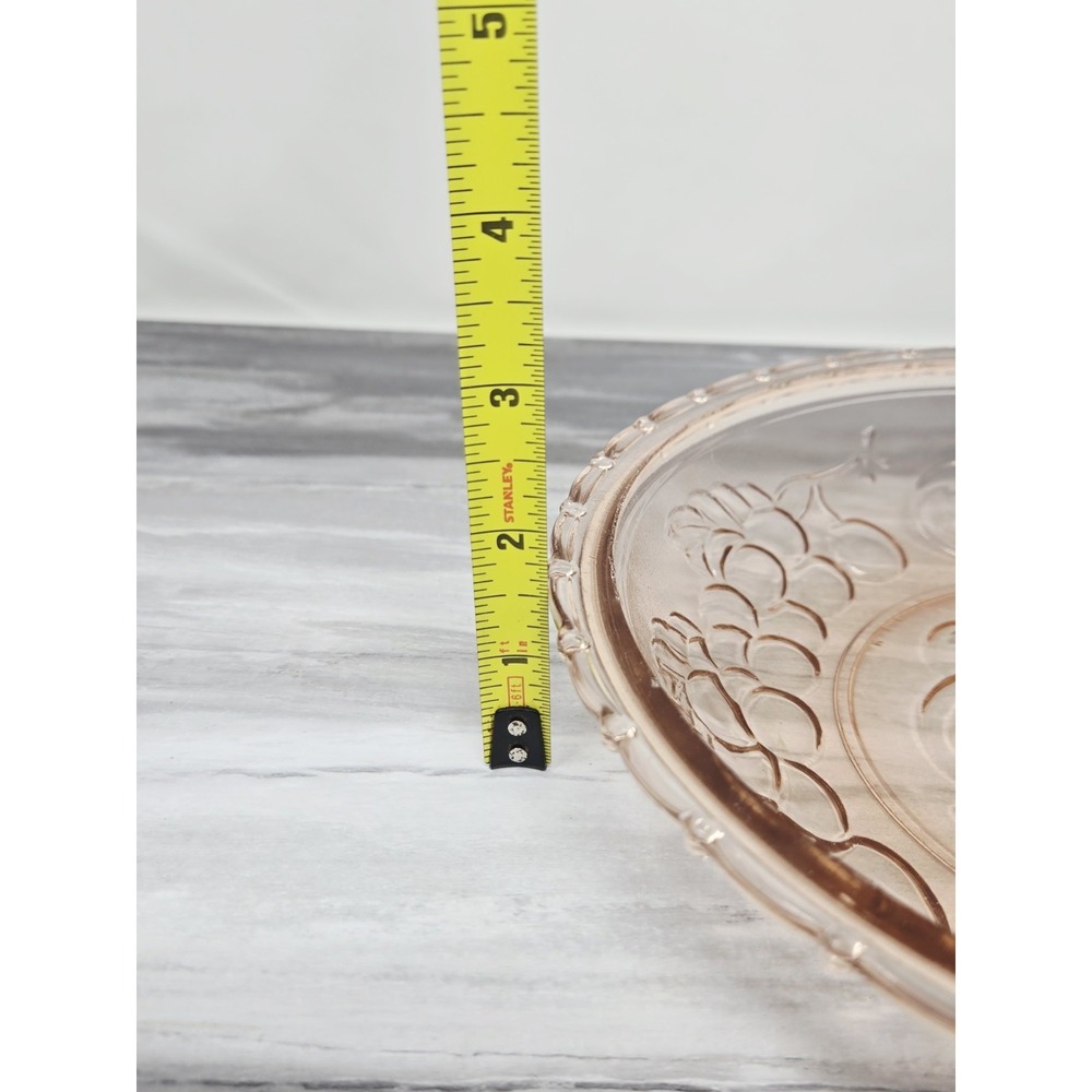 Vintage Pink Glass Bowl KIG Indonesia Fruit Pattern‎ Depression Glass - Picture 7 of 7